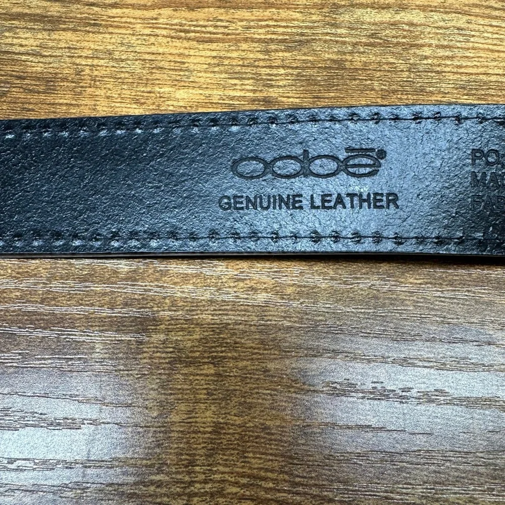 Oobe Mens Black Genuine Leather Belt Brushed Silver Buckle CF01710 Size Small
